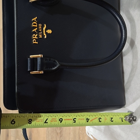 Authentic Prada Saffiano Soft Calfskin Leather Top Handle Bag with Strap Baltico - Picture 9 of 12